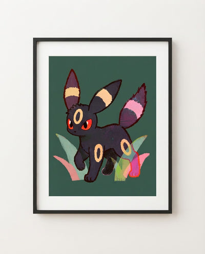 Umbreon Night Walk framed art print mockup