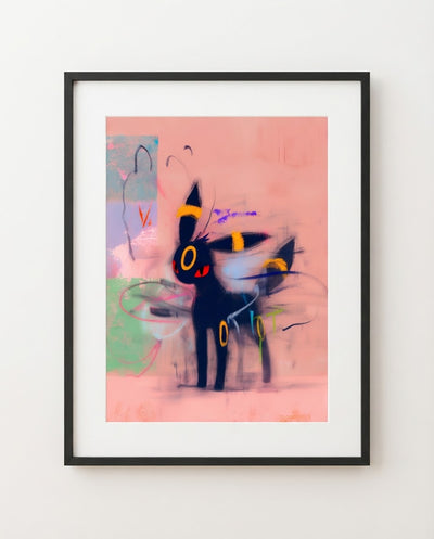Umbreon Pink Noise limited edition Pokémon art print by Dammit.png shown framed