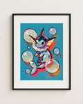 Vaporeon Bubble Bath framed art print mockup