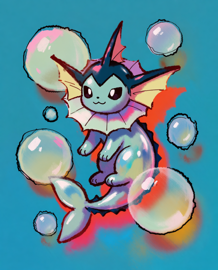 Vaporeon Bubble Bath original artwork print
