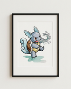 Wartortle — Water Pulse framed watercolour art print by Dammit.png