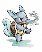 Watercolour Wartortle firing a swirling jet of water — Dammit.png fan art print