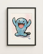 Wobbuffet — Big Cheer framed watercolour art print by Dammit.png