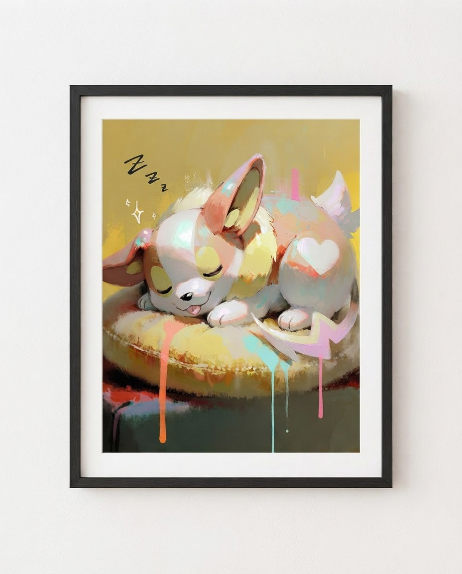 Yamper Power Nap framed art print